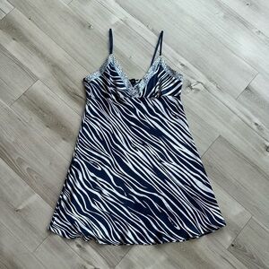 jones ny y2k zebra mini slip dress